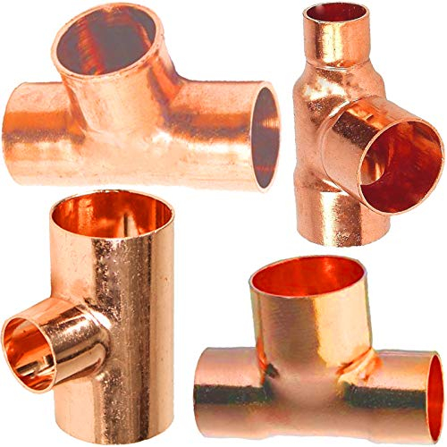 LÖT FITTING aus KUPFER > T-Stück reduziert i/i/i 5130R > 6 bis 42mm WUNSCHGRÖSSE einfach selbst wählen >>> 28 x 15 x 28 mm