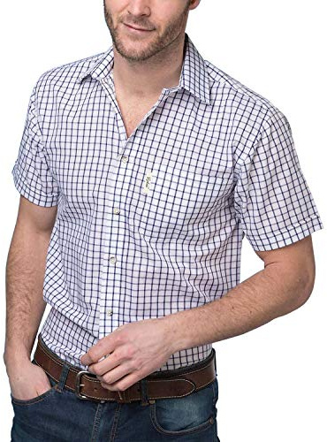 Rydale Men's Classic Short Sleeved Shirts Polycotton Checked Summer Tops