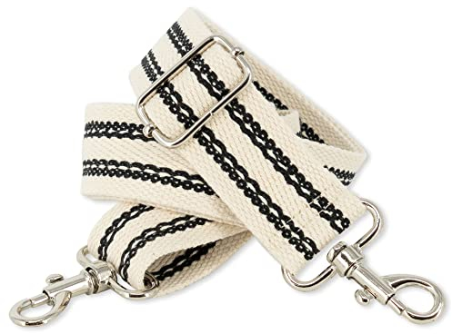 BENAVA Verstellbarer Schulterriemen für Taschen 75-135 cm | Taschengurt Schwarz Breit 40mm | Farbe Karabiner Silber | Taschengurte zum Wechseln | Schultergurt für Taschen