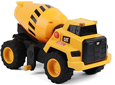 CatToysOfficial Caterpillar Baufahrzeug Betonmischer 33cm mit Licht & Sound, Gelb; Schwarz