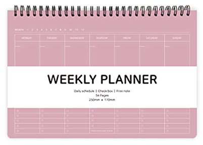 Elite Check - Agenda settimanale con rilegatura a spirale, senza data, con casella di controllo, note gratuite, 250 x 170 mm, colore: rosa moka