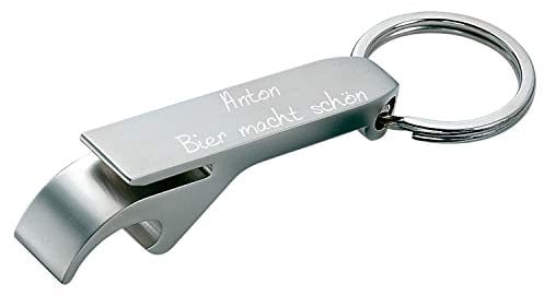 elasto – Flaschenöffner personalisiert mit Gravur – Aluminium Schlüsselanhänger mit Bieröffner – Kapselheber mit Name – perfekte Geschenkidee für Papa, Mann, Freund & Opa (64 x 15 x 15 mm)