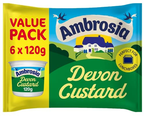 Ambrosia Ready-to-Eat Devon Custard Dessert Pots, 6 x 120 g (1-Pack) | Rich & Creamy Texture, Enjoy Cold or Warm, Vegetarian Friendly, Perfect for Sharing