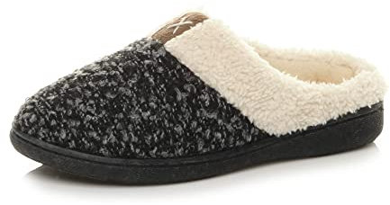 AJVANI flat low heel winter faux fur lined mules slippers size 7 40