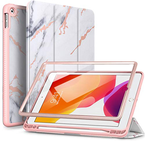 SURITCH Hülle für iPad 10,2 Hülle (iPad 9./8./7. Generation) Schutzhülle mit Eingebaut Displayschutz und Pencil Halter Case mit Ständer Funktion und Auto Schlafen/Wachen für iPad 10.2 Zoll - Marmor