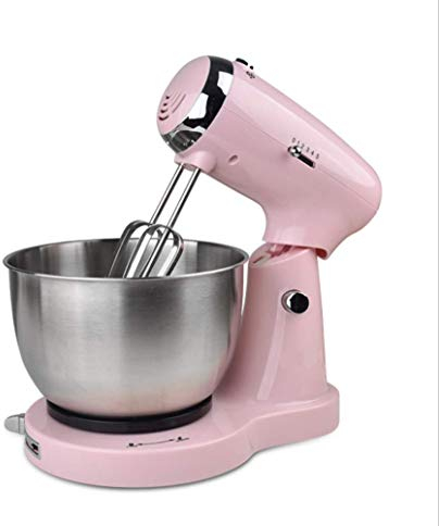 JHNEA Stand Mixer, 350W Electric Mixer with 3.2L Stainless Steel Mixing Bowl, 5 Speed Stand Mixer Dough Hooks & Mixer Beaters,Pink