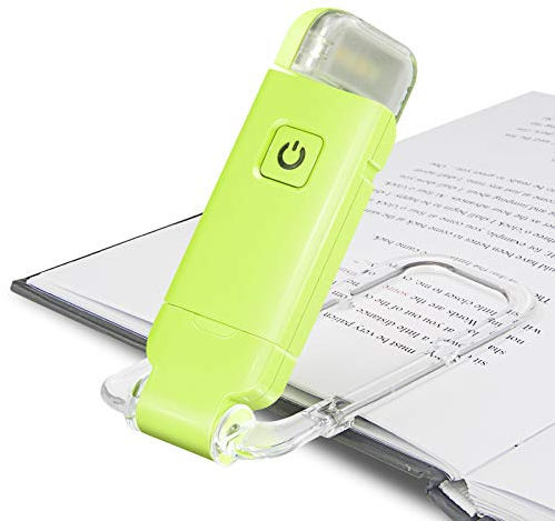 HONWELL Leselampe Buch Klemme Buchlampe Leselicht USB Wiederaufladbare LED Klemmleuchte Dimmbar Bettleuchte Augenpflegendes Leselicht 3 Farbtemperatur Modi für Kinder und Bücherwürmer, Büro, Grün