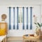 Deconovo Transparente Vorhänge mit Ösen, Stores Gardinen für Wohnzimmer, Voile Gardinen in Leinenoptik Nadelstreifen, 183x140 cm(HöhexBreite), Blau, 2er Set