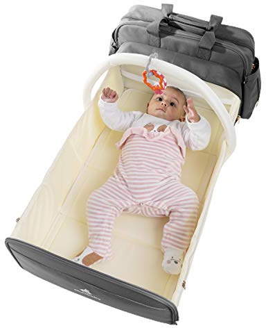 cherbaby Mama-Tasche mit Wickelunterlage, wasserdicht, multifunktional, zum Wickeln, für Babys, Reisebett, Haken und Schultergurt