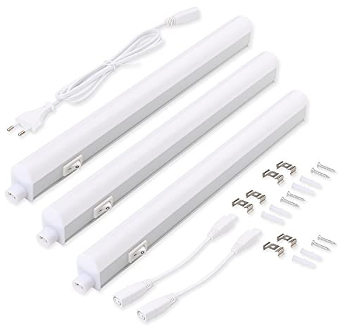 da LIGHT Led Unterbauleuchte Küche 5W 31,5cm 450lm 4000k Neutralweiß Unterbau Lichtleiste Küchenlampe Schrankbeleuchtung Superhell Weiß für Küche Schrank Erweiterbar durch Stecksystem (3 Stück)