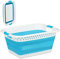 Relaxdays panier à lessive pliable, plastique, silicone, corbeille à linge peu encombrante, HlP 27x61x45,5cm, pétrole