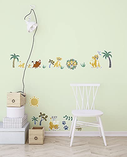 Komar Disney Wandtattoo Lion King Palmtrees - 50 x 70 cm (Breite x Höhe) - 34 Teile - Pumbaa, Timon, Simba, Lion King, König der Löwen, Deco-Sticker, Wandaufkleber, Kinderzimmer - 14102h