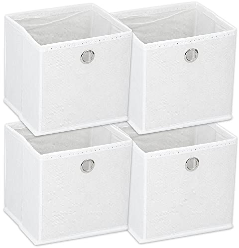 Murago - 4er Set Faltbox ca. 20x20x20 cm Weiß - Aufbewahrungsboxen Klappbox faltbar Körbe Einschub Korb Stoff Regalkorb Organizer