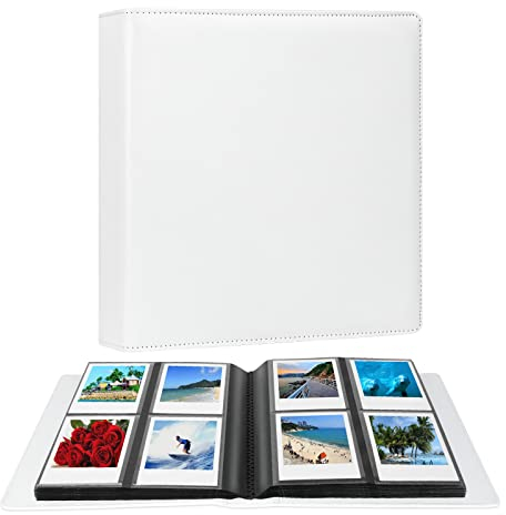 192 Taschen Großes Fotoalbum für quadratische Polaroid i-Type/600/SX-70 Sofortbilder, Kompatibel mit Fujifilm Instax Wide 400/300 Sofortbildkamera (Weiß)