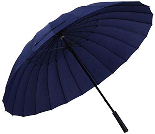 24 Bones Augmenter Parapluie 2-3 Personnes Femme Homme Voiture Grand Parapluie Droit Coupe-Vent Entreprise Parapluie Bleu Marine Parapluie Coupe-Vent Beau Léger Plus Résistant Aux Déchirures