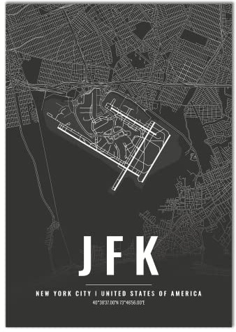 Vacentures Flughafen Poster - JFK - New York City Wanddekoration Airport Poster New York City (50x70 CM)