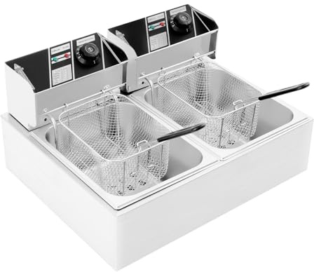 5000 W, friggitrice professionale a doppia zona fredda, in acciaio inox, 12 l, doppio cilindro, friggitrice elettrica, per catering ristoranti, snack bar e casa