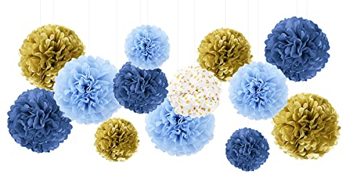 YBwanli pompons deko,gartenparty deko,seidenpapier pompons,lampions hochzeit,einschulung deko,deko gold,party deko blau,Hochzeitsdeko,kommunion dekoration,Das Licht des Ozeans, so schön wie du13 Stück
