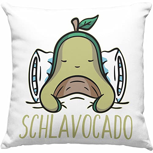 Trendation Avocado Schlaf Kissen mit Füllung 40x40 Pyjama Geschenk Lustig Witzige Geschenkideen (Grün)