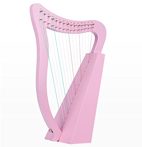 15-saitige Lyra-Harfe, Musikinstrument aus massivem Birkenholz, keltische irische Harfe, für Erwachsene, Kinder, Anfänger, 22 Zoll, Pink (Pink)