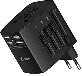 XLayer Internationaler Reiseadapter/Reisestecker weltweit, universal, USA, UK/England, Australien, Steckdosenadapter, für über 220 Länder, Black