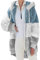 OMZIN Giacca Invernale in Pile Delle Donne Con Tasche Semplice Casual Caldo Cardigan Con Cappuccio Basic Giacca Sciolta Bianco Blu L
