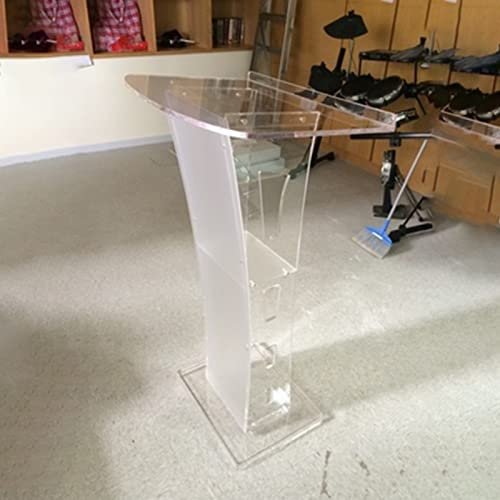 BIBOYA Rednerpult Transparentes Acryl-Podium Rednerpult Stand Kanzel, Bodenstehender Vortragsständer mit Ablagefach, Rednerpult für Geschäftskonferenzen