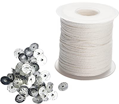 Artibetter 1 Rolle 61 Kerzendocht mit Laschen Feuerzeughalter Kerzenzentriervorrichtung Kerzen selber Machen DIY-Kits Schwarze Kerzen Kerzenherstellungsset zentriert Halterung Material Suite