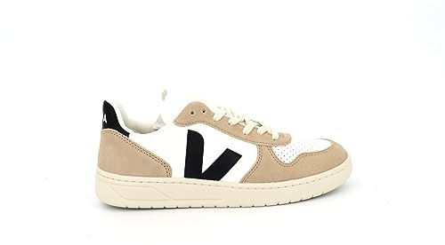 Veja V-10 CHROMEFREE Mens Casual Trainers in White Black Sahara - 8 UK