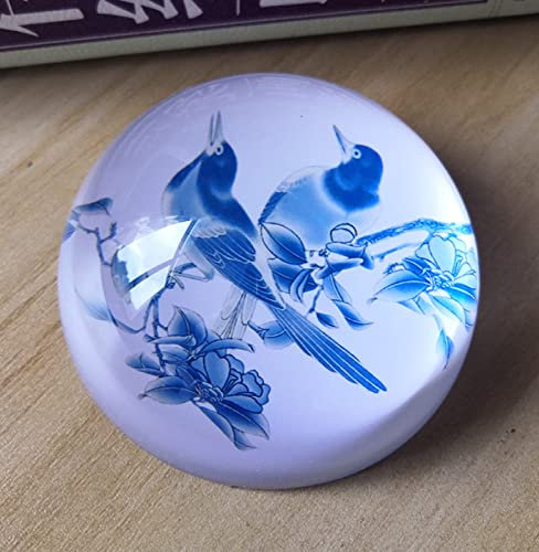 Kristallornament Eisvogel Elster Glas Halbkugel Briefbeschwerer Halbkugel Figur Handgemachtes Kunstgeschenk Home Office Tischverzierung Kugel