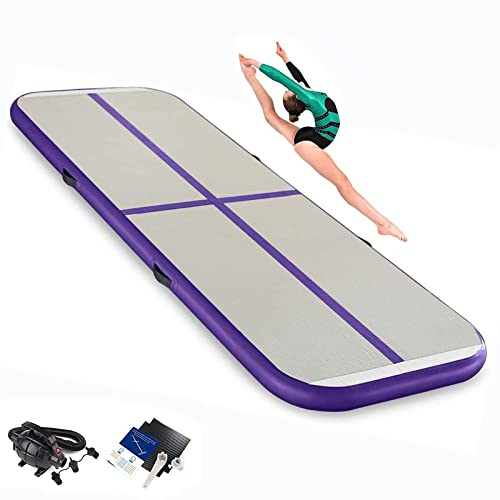 UVCMDUI Aufblasbare Turnmatte Matte Gymnastikmatte 3/4m, Airtrack Sportmatten Yogamatte 10/20cm Dicke, Air Tracking Matte Tumbling Matten für Zuhause, Outdoor, Yoga,Lila,300x100x10cm
