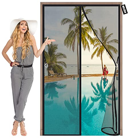 Magnet Fliegengitter Tür 300x285cm Schwarz Fliegengitter Fenster Mückengitter -Insektenschutz Balkontür für Kellertür Terrassentür und Fenster