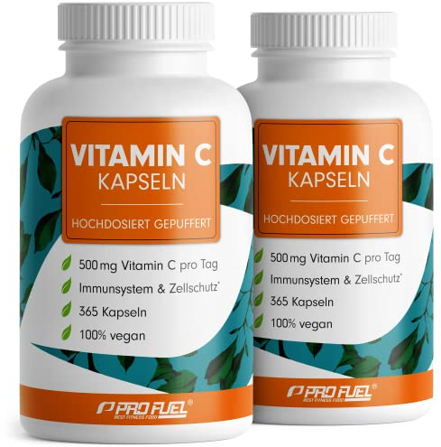 Vitamin C hochdosiert - 730 Kapseln - 500 mg Vitamin C gepuffert - hochwertiges Calcium-Ascorbat optimal hochdosiert - laborgeprüft mit Zertifikat - 100% vegan 2x 365 Kapseln