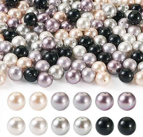 BB Beadthoven 150 Stück 8 mm natürliche Muschelperlen, 6 Farben, runde polierte Perlen, lose Perlen für Bastelarbeiten, Halsketten, Armbänder, Schmuckherstellung, Loch: 1 mm