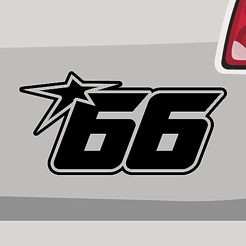 Stickerfreaks Startnummer 66 Aufkleber Größe: 46x23cm (XXL) | Farbe: 70-schwarz | Racenumber Sticker Kleber Deko Tuning Zahl