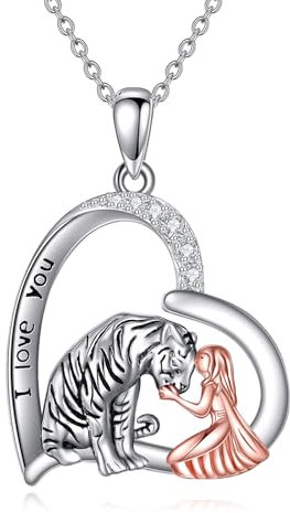 YAFEINI Tiger Kette für Damen Mädchen Sterling Silber Anhänger Halskette Schmuck Geschenke für Frauen Ehefrau Freundin