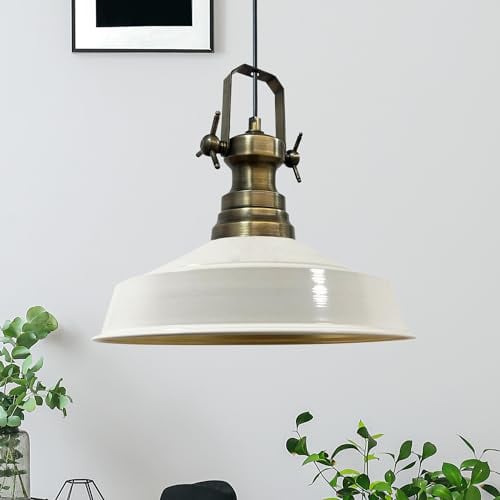 bamyum Asletl Hängelampe Industrial aus Metall Ø41 cm, Küchenlampe Vintage, Hängelampe Esstisch E27, Pendelleuchte Weiß, Wohnzimmerlampe Hängend Vintage, Pendelleuchte Esstisch