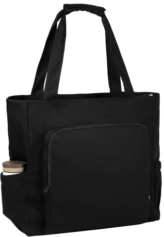 Chase Chic Strandtasche mit Reißverschluss, Große Wasserdichte Sanddicht Sommer Schwimmbad Badetasche Damen, Modischer Shopper Handtasche für Reisen(Schwarz)