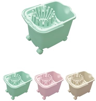 JARDIN202 - Cubo de Fregona 15 L con 4 Ruedas Rectangular para suelo | Cubo de fregar con Escurrefacil 29x40x32 cm | Verde