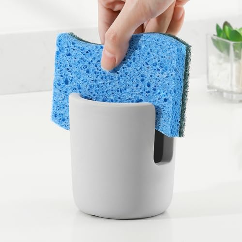 Luxspire Soporte de Esponja para Fregadero, Porta Estropajos Fregadero de Tierra de Diatomeas Secado Rápido, Organizador de Esponja para Cocina Fregadero Accesorios de Cocina, Talla L,Gris Claro