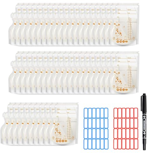 Sac de Stockage de Lait Maternel,Sachets Pour L'allaitement,53 Pièce Sacs de Congélation Du Lait,Conservationlait Maternelle Pré-Stérilisés,Sac de Congelation Du Lait,250ml Conservation Lait Maternel