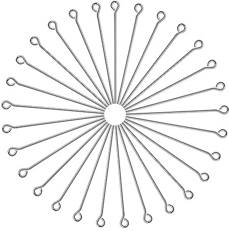 TOAOB 40mm Ösenstifte Edelstahl 300 Stück Open Eye Pins Silber für Ohrring Anhänger Perlen Schmuck DIY Handwerk Machen