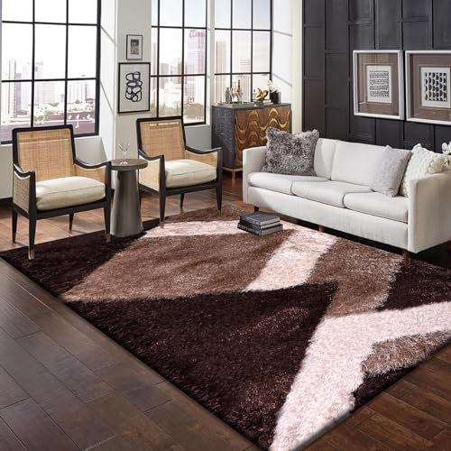 Super Soft Door Mat for Indoor Front or Back Door Use - Beautiful Abstract Design Luxury Heavy Rug for Kitchen - 60 x 110 cm- Nova Brown Beige Cream