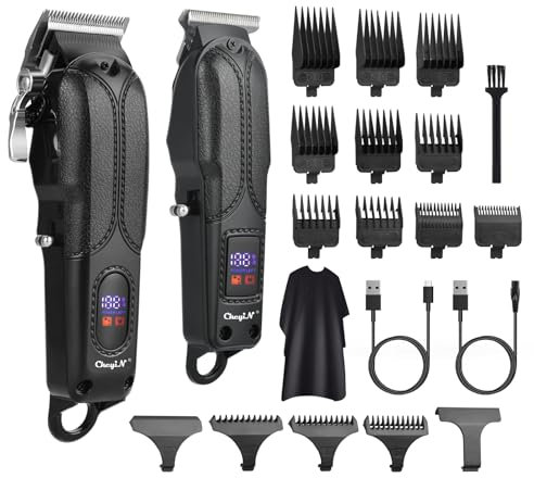 CkeyiN Pro Tondeuse Cheveux Professionnelle Sans Fil, Rechargeable Avec Ecran LED & 13 Peignes de Guidage, Parfait Pour les Hommes/Enfants/Barbiers