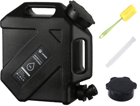 Starnearby Bidon d'eau avec Robinet 10L-25L, Réservoir d'eau Potable, Jerrican Alimentaire Camping, Conteneur d'eau sans BPA avec Robinet pour Camping, Randonnée, Barbecue, Pêche (10L Noir)