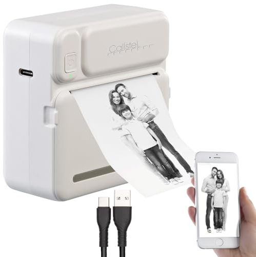 Callstel Fotodrucker: Mobiler Akku-Mini-Foto-/Etiketten-Thermodrucker, App, 200 DPI, BT 5.1 (Handy Drucker, Labeldrucker, Sofortbildkamera)