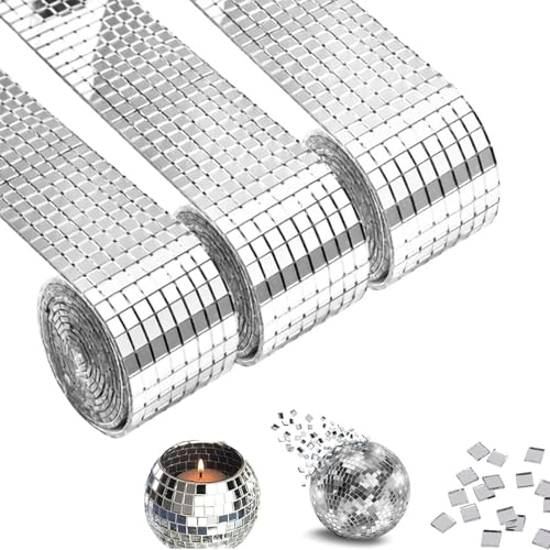 Yuaiosn 4800 Stück Spiegel Mosaik Fliesen Disco Kugel, Selbstklebende Mini Spiegel, 5x5 mm Mosaik Spiegelfliesen Aufkleber Glas für Disco Tiles DIY Handwerk Bad Küche Wohnzimmer Dekoration Wandtattoos