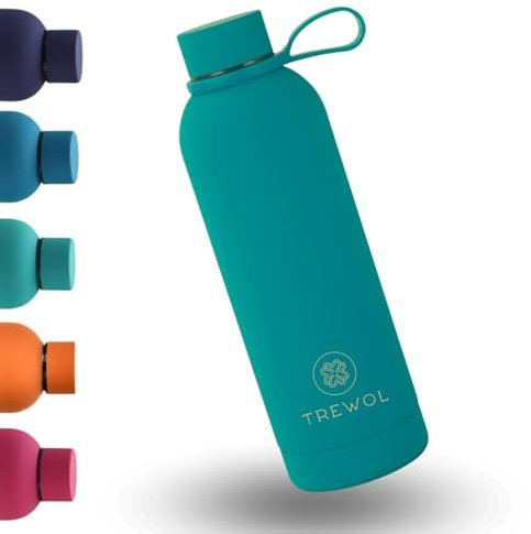 TREWOL Botella Deportiva 750ml – Acero Inoxidable sin BPA | Termo Térmico Cierre Antifugas y Asa de Silicona | Bebidas Frías 24h y Calientes 12h | Ideal para Gimnasio, Senderismo y Viajes (Verde)