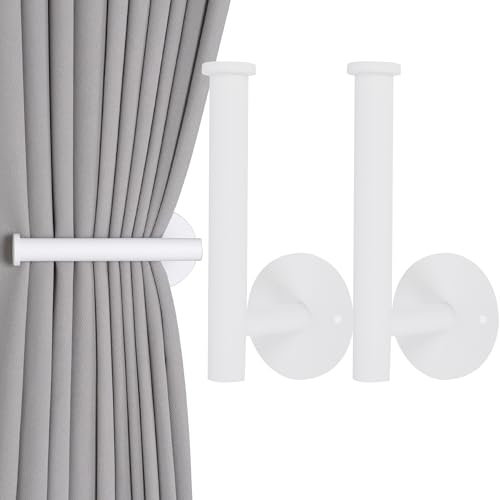 OCIOLI Vorhang-Raffhalter ohne Bohren, Selbstklebende Vorhanghalter Metall Vorhanghaken kein Bohren Gardinen Raffhalter Vorhang Zusammenhalter Vorhang-Raffhalter für Vorhänge, Weiß, 2 Stück