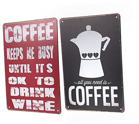 KICHOUSE Vintage Eisenschilder 2er Set Für Coffee Shop Bar Wanddekoration Poster Einfache Montage